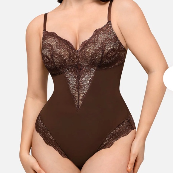 feelingirl Other - 🕶️Feelingirl brown shapewear bodysuit lace with nude underlining large NEW